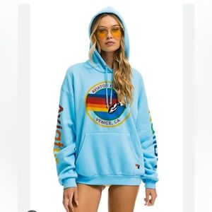 Aviator Nation Baby Blue Unisex Hoodie Size Small